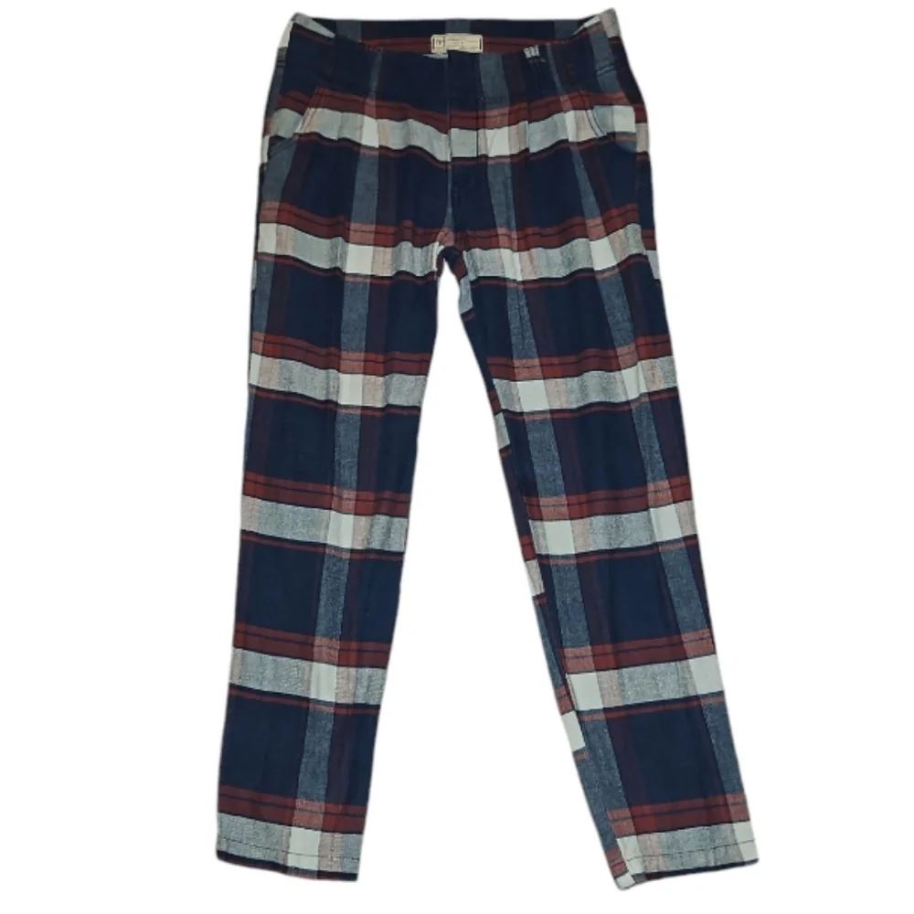 Free People - Low Rise Plaid Slacks - Picture 2 of 4